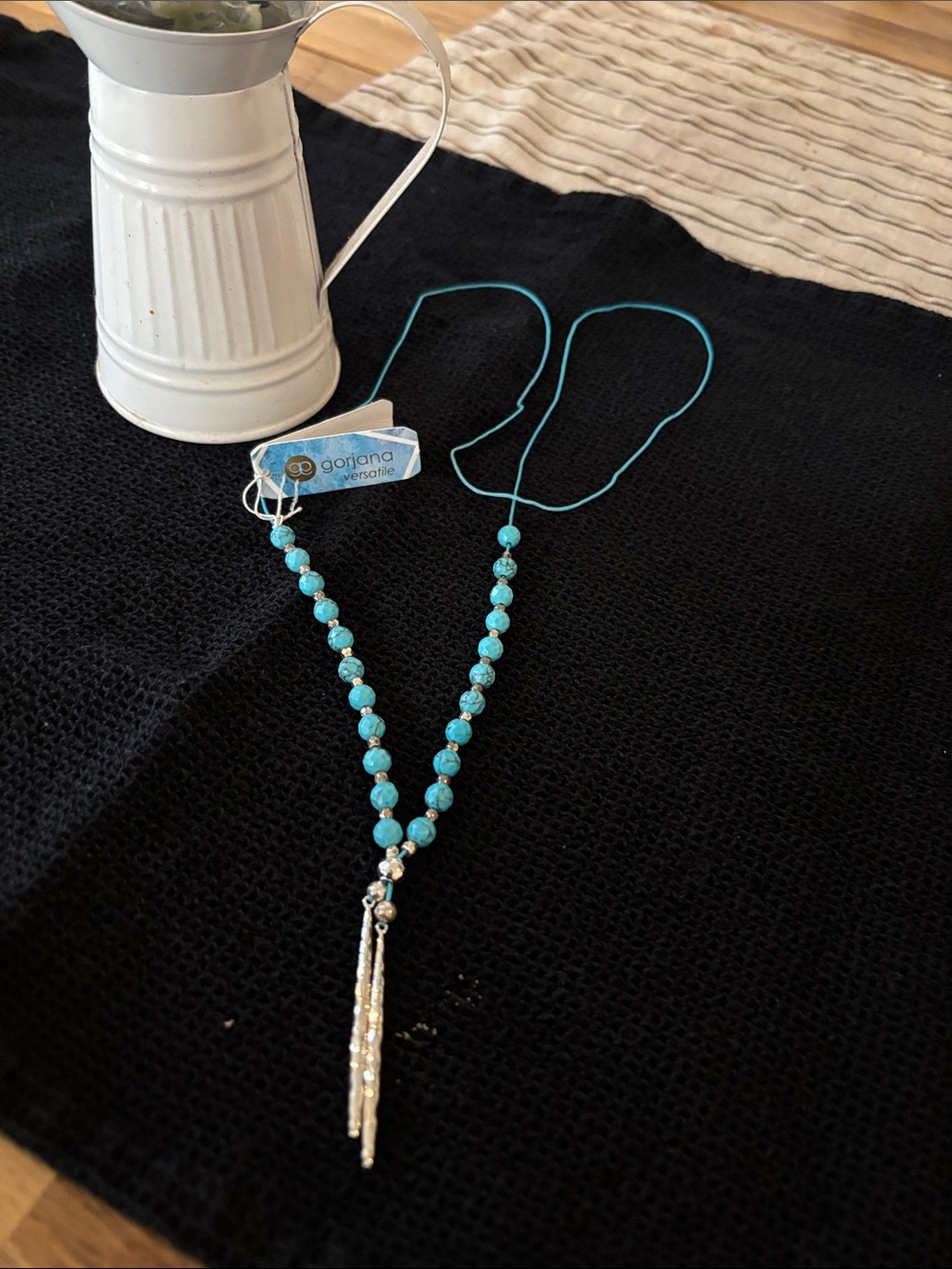 Gorjana Turquoise Beaded Necklace with Silver Tassel